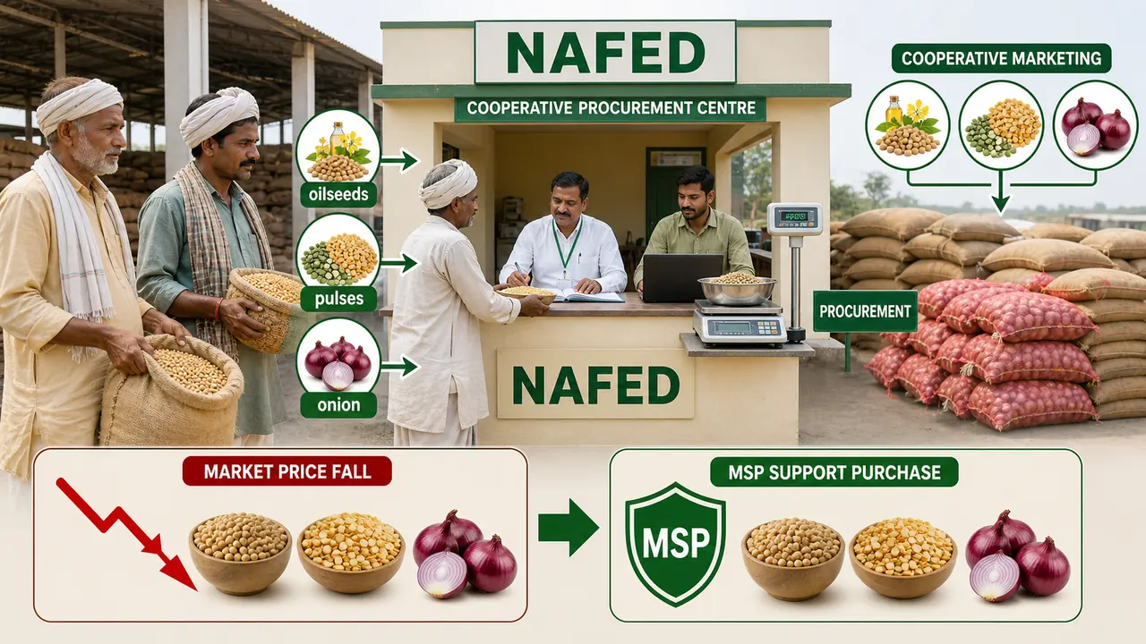 NAFED MSP procurement for oilseeds, pulses, and onion in cooperative agricultural marketing