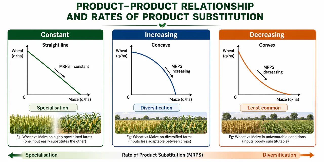 Annotated product-product substitution panel comparing constant, increasing, and decreasing rates of product substitution