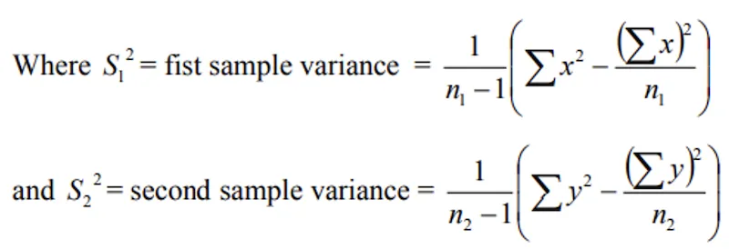 F-test example computation step 1