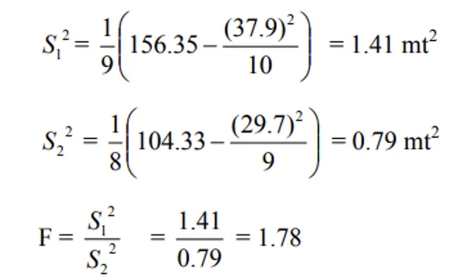 F-test example result