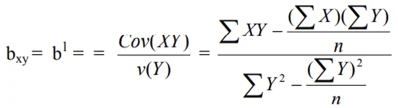 Regression formula — X on Y equation