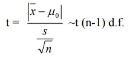 t-test example formula
