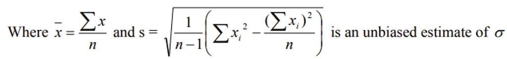 t-test example variance calculation
