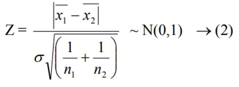 Two-sample Z-test formula with equal variances