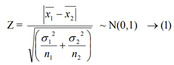 Two-sample Z-test formula