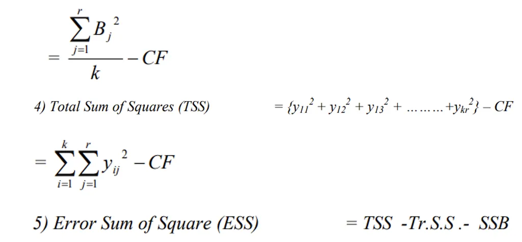 RBD sum of squares calculations