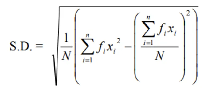S.D. for Grouped Data Formula (2)