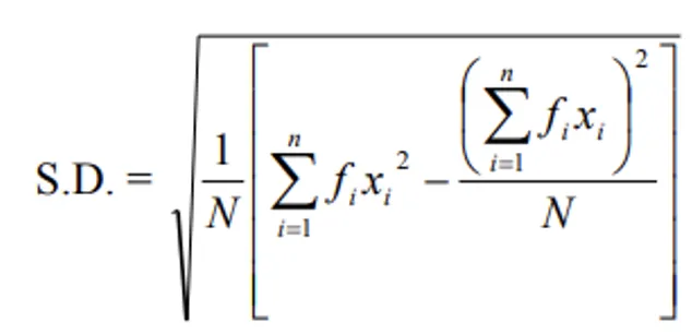S.D. Grouped Data — Direct Method Calculation