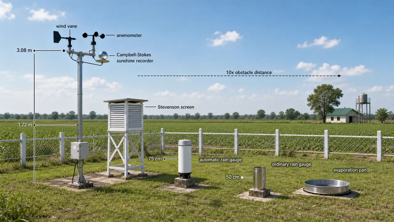 Agro-Meteorological Observatory Standards explained with a practical agricultural meteorology visual