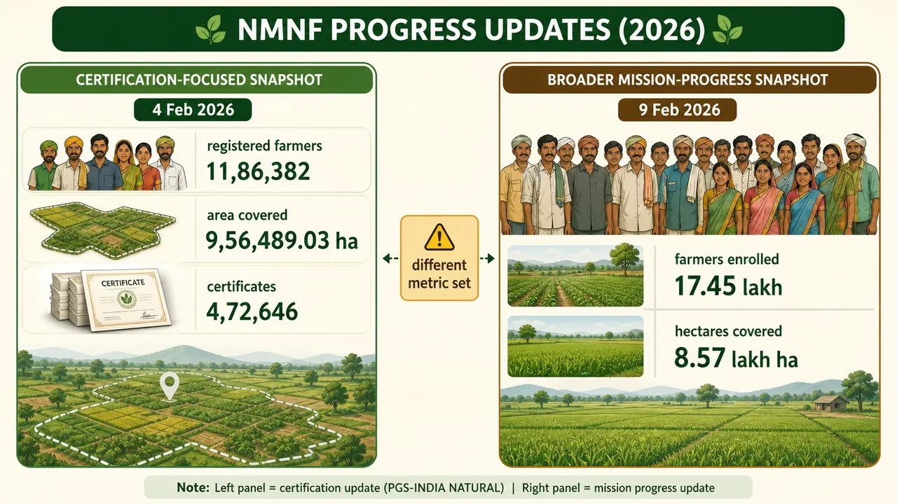 Comparison of NMNF certification snapshot on 4 February 2026 and broader mission-progress snapshot on 9 February 2026