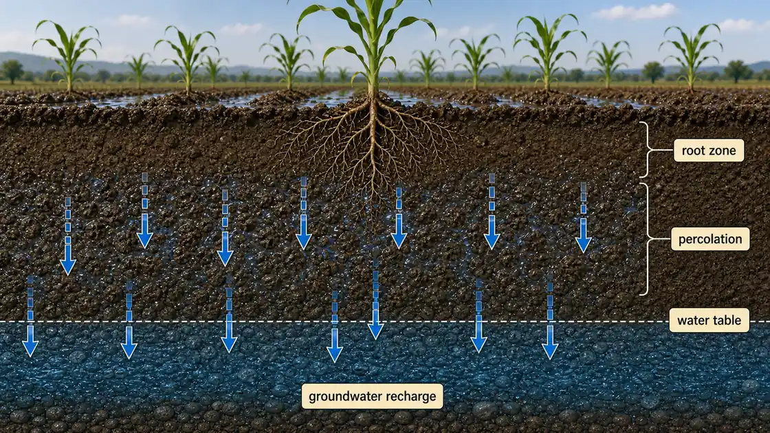 Available water in the root zone shown between field capacity and permanent wilting point in a soil profile