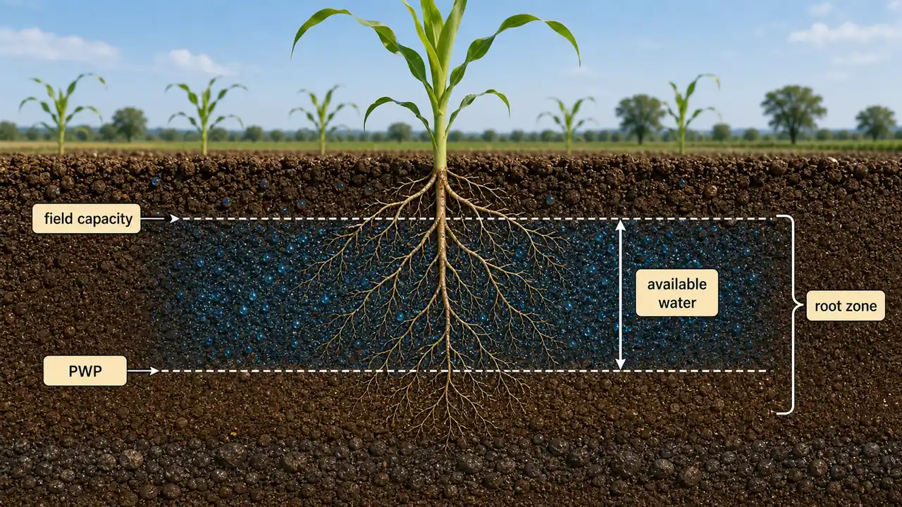 Seepage from an unlined canal showing lateral water loss into adjacent soil and waterlogging risk in a nearby field