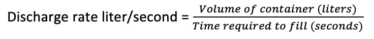 Discharge formula style image representing measured flow per unit time for water-meter style volumetric accounting