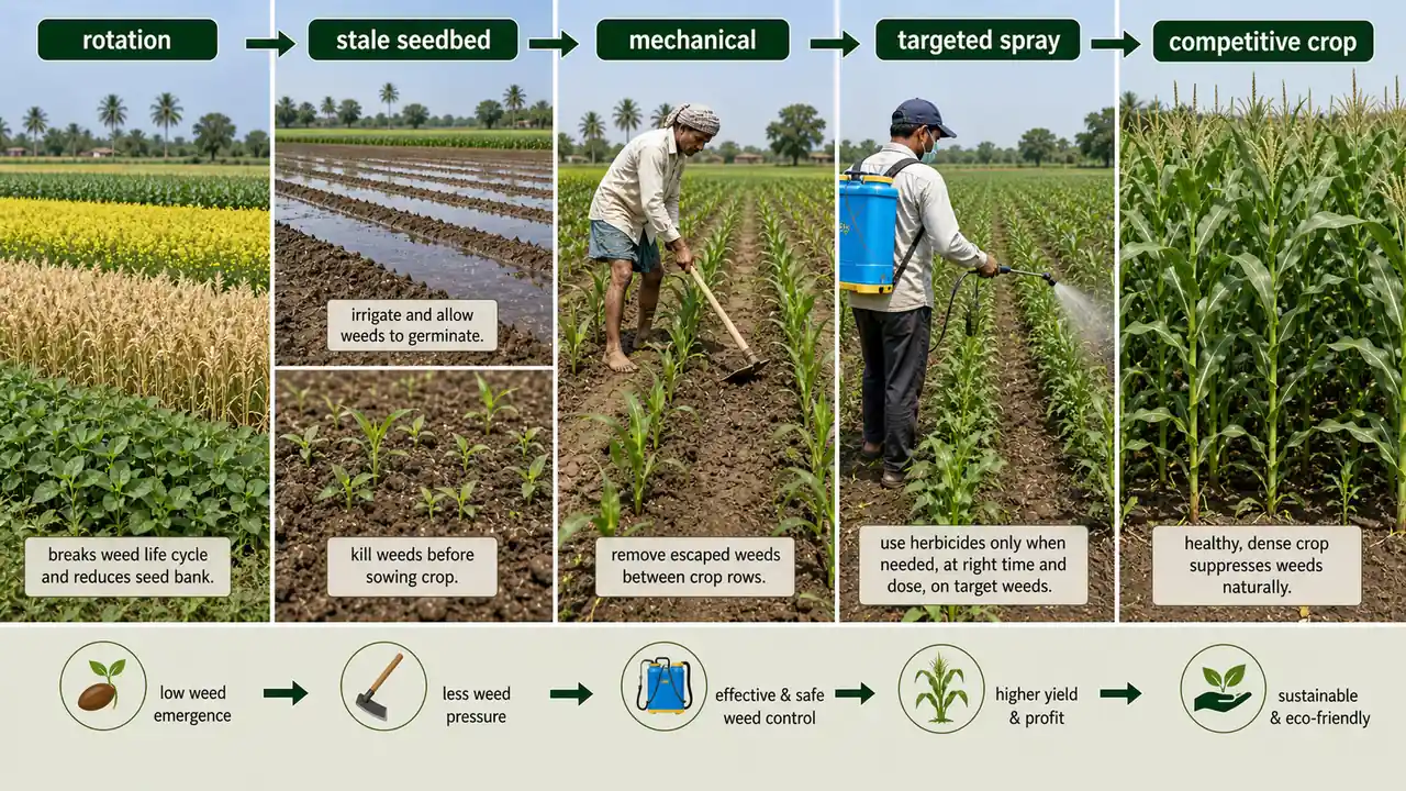 Integrated weed management combining cultural mechanical biological and chemical weed control methods