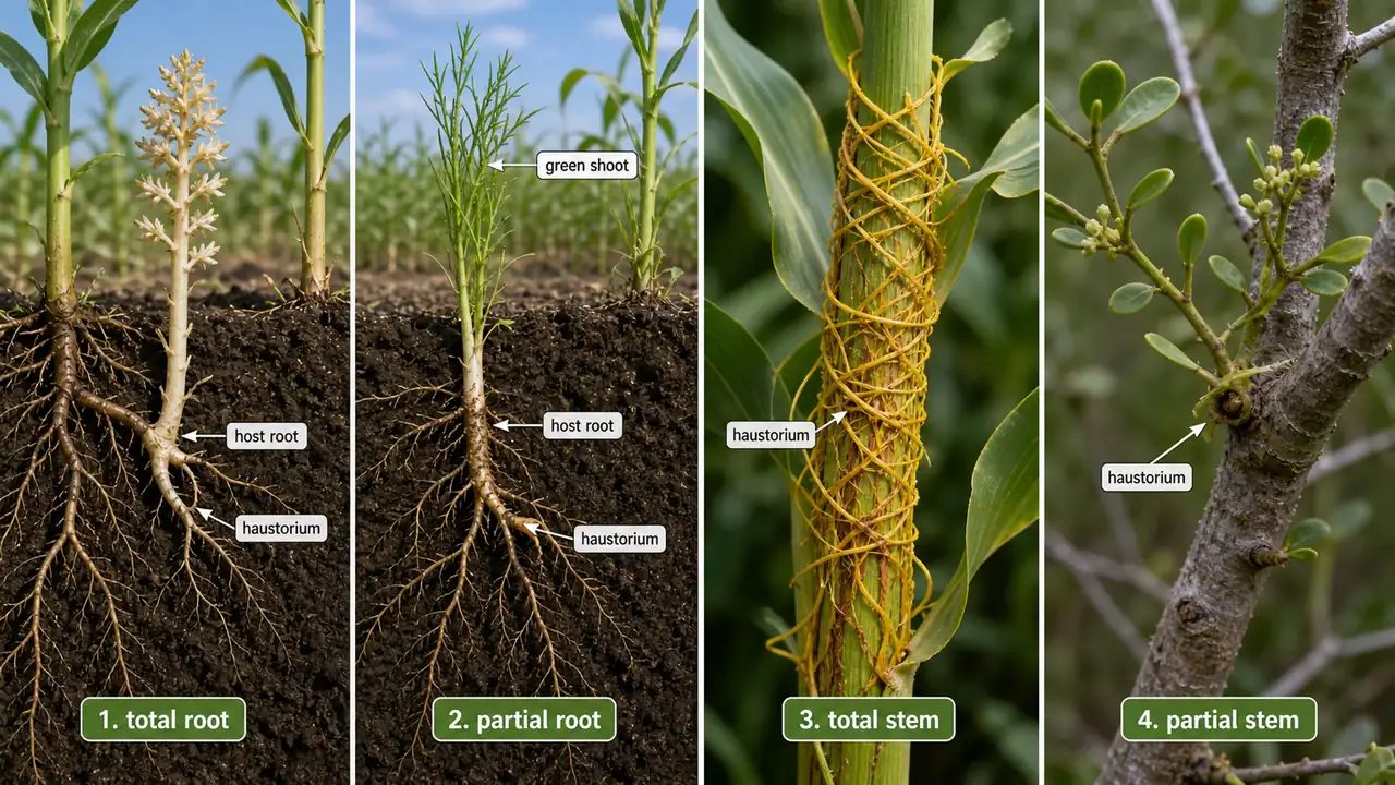 Special harmful weed categories including parasitic weeds that attach to crop roots and stems