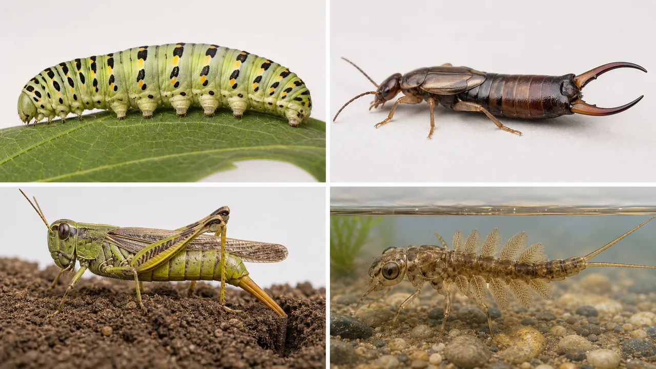Comparison of insect abdominal appendages such as cerci, styli, prolegs, tracheal gills, and ovipositor