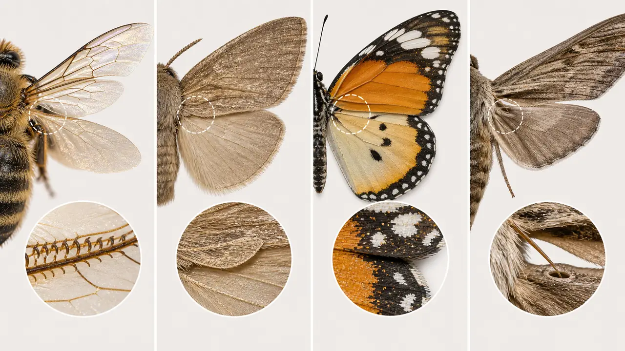 Detailed comparison of hamulate, jugate, amplexiform, and frenate wing coupling mechanisms in insects