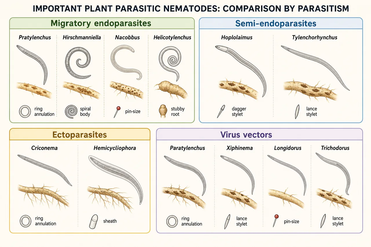 Annotated nematode body organisation showing pseudocoelom, cuticle, hypodermis, muscle, intestine, symmetry, and dorso-ventral movement
