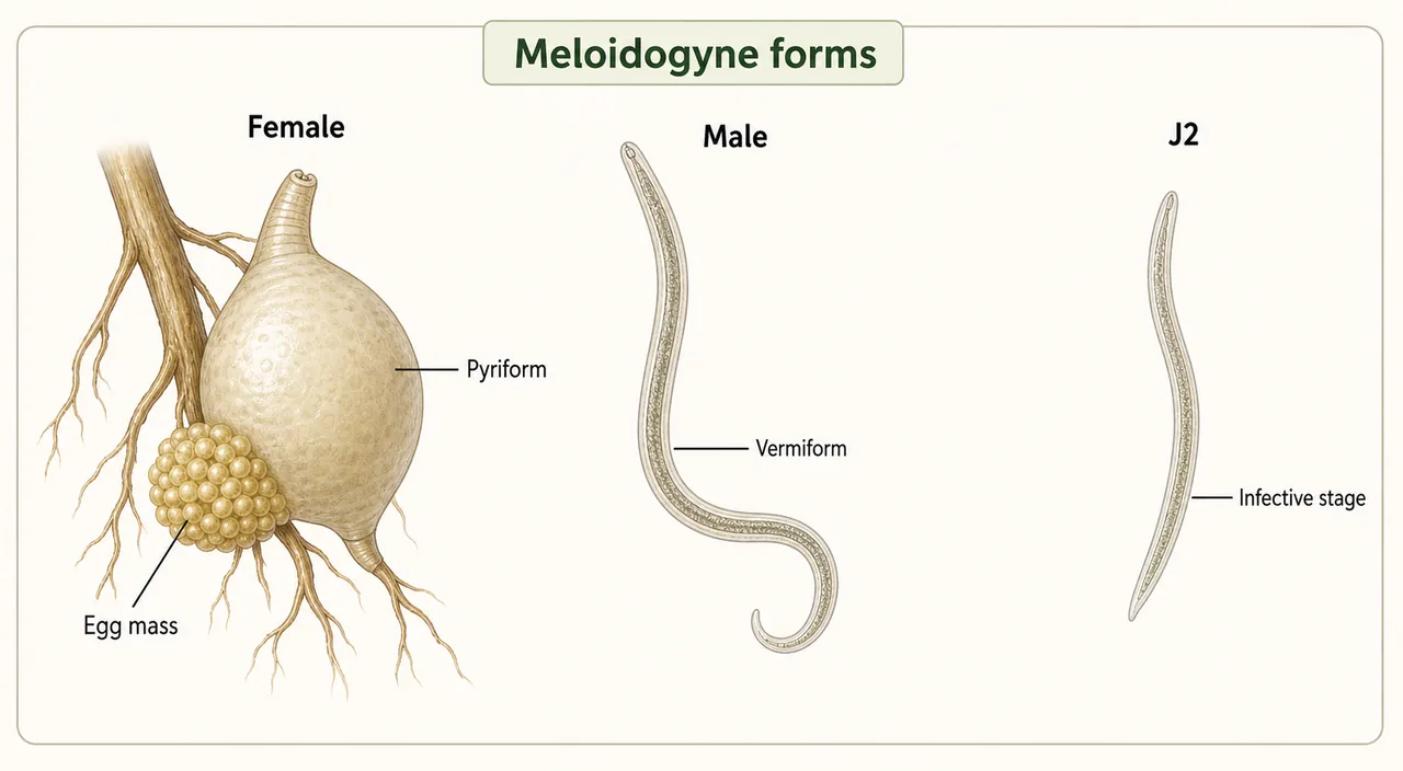 Annotated nematode outer body morphology showing cuticle, hypodermis, somatic muscles, cortical, median, basal layers, amphid, deirid, phasmid, and caudal alae