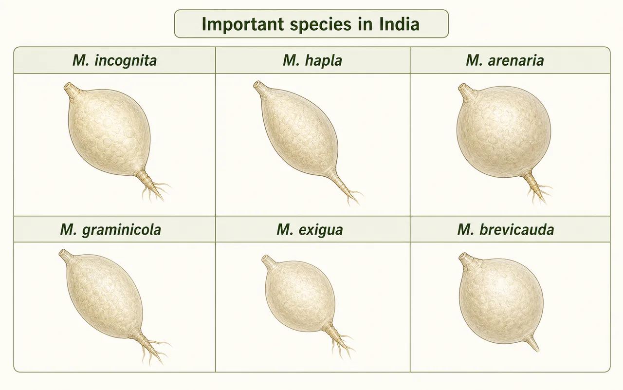 Comparison board of important Meloidogyne species in India