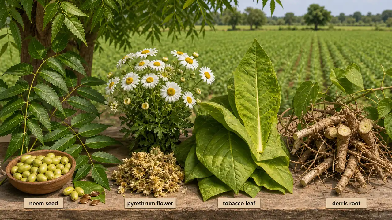 Comparison of neem pyrethrum tobacco and derris plant sources of botanical insecticides