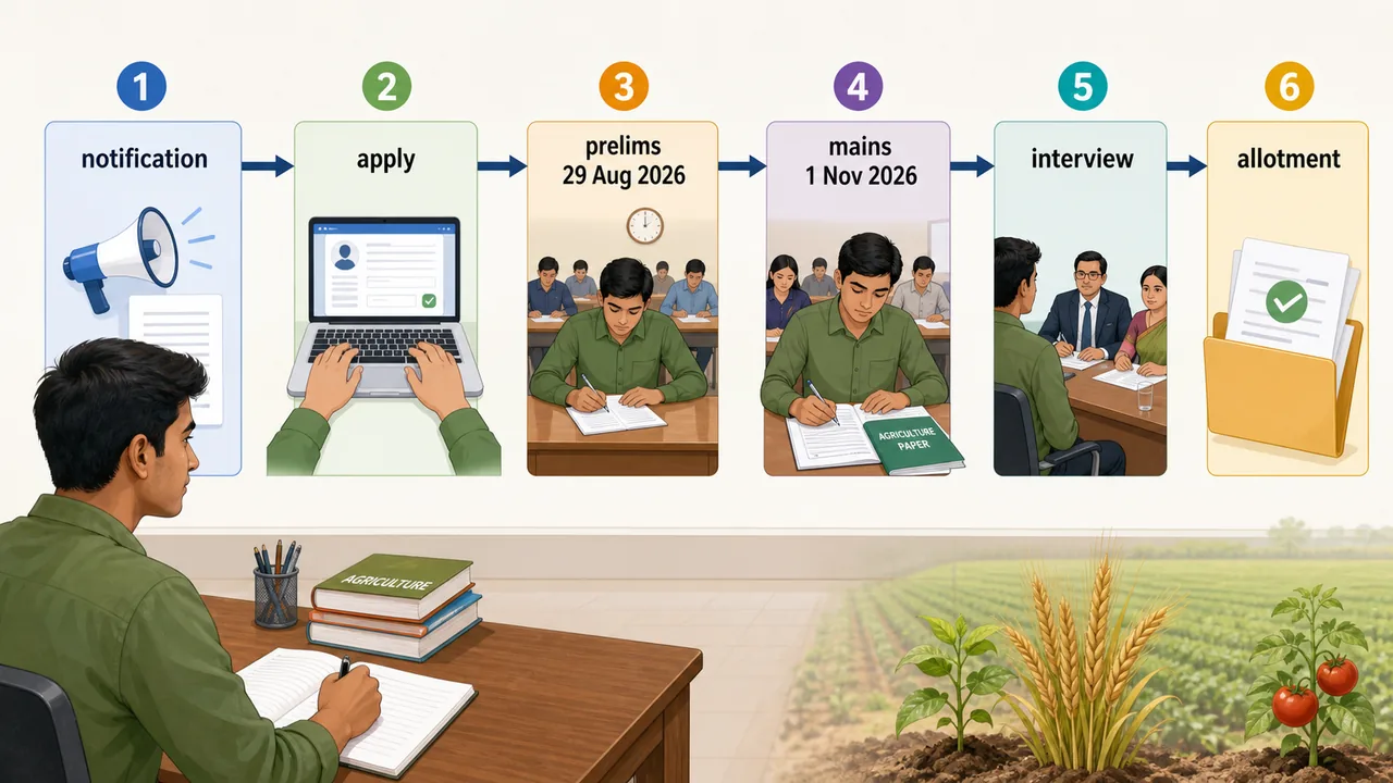 IBPS AFO 2026 selection flow showing notification application prelims mains interview and allotment stages