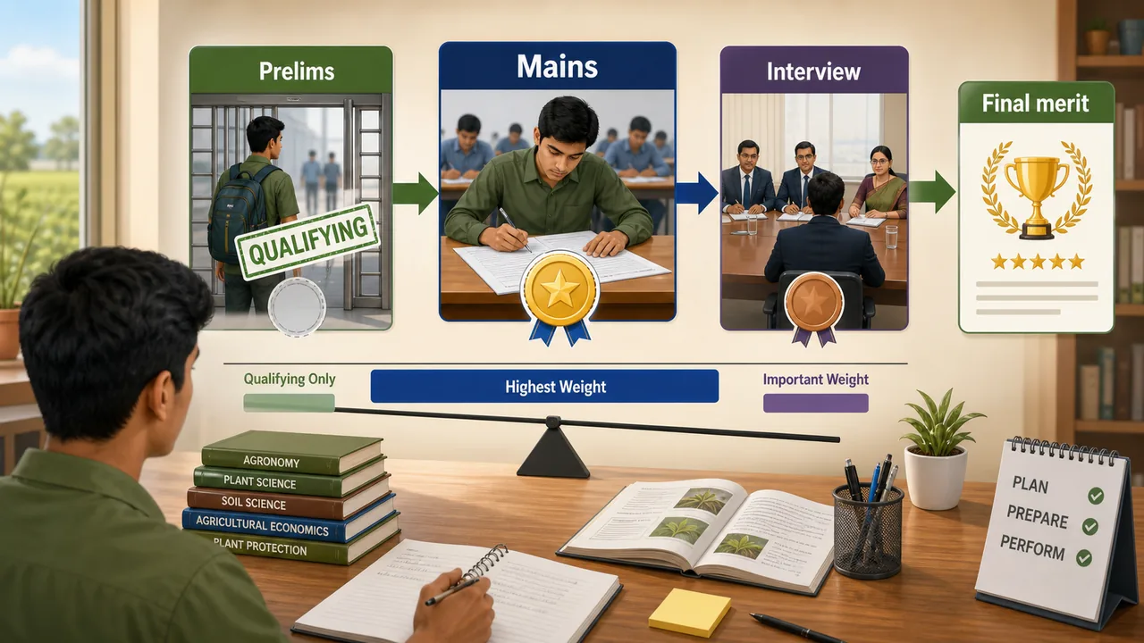 IBPS AFO exam stages showing Prelims as qualifying only and Mains plus Interview deciding final merit