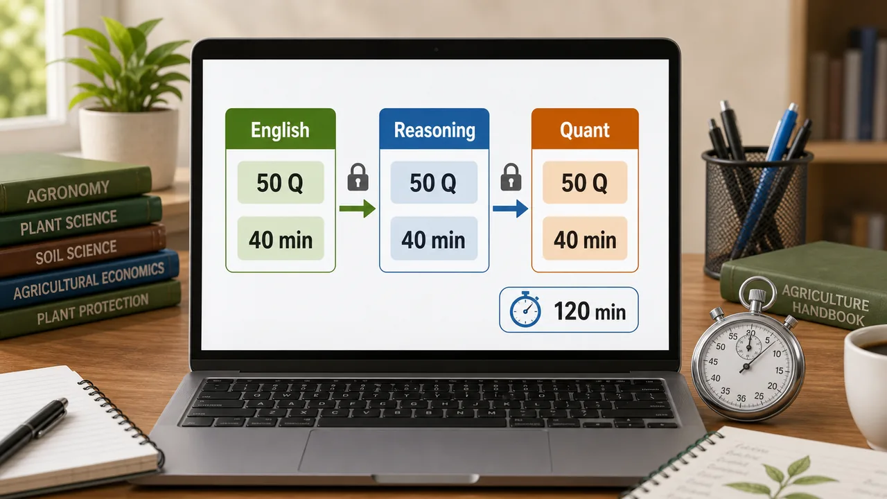 IBPS AFO Prelims sectional timing layout with English Reasoning and Quant sections in fixed order