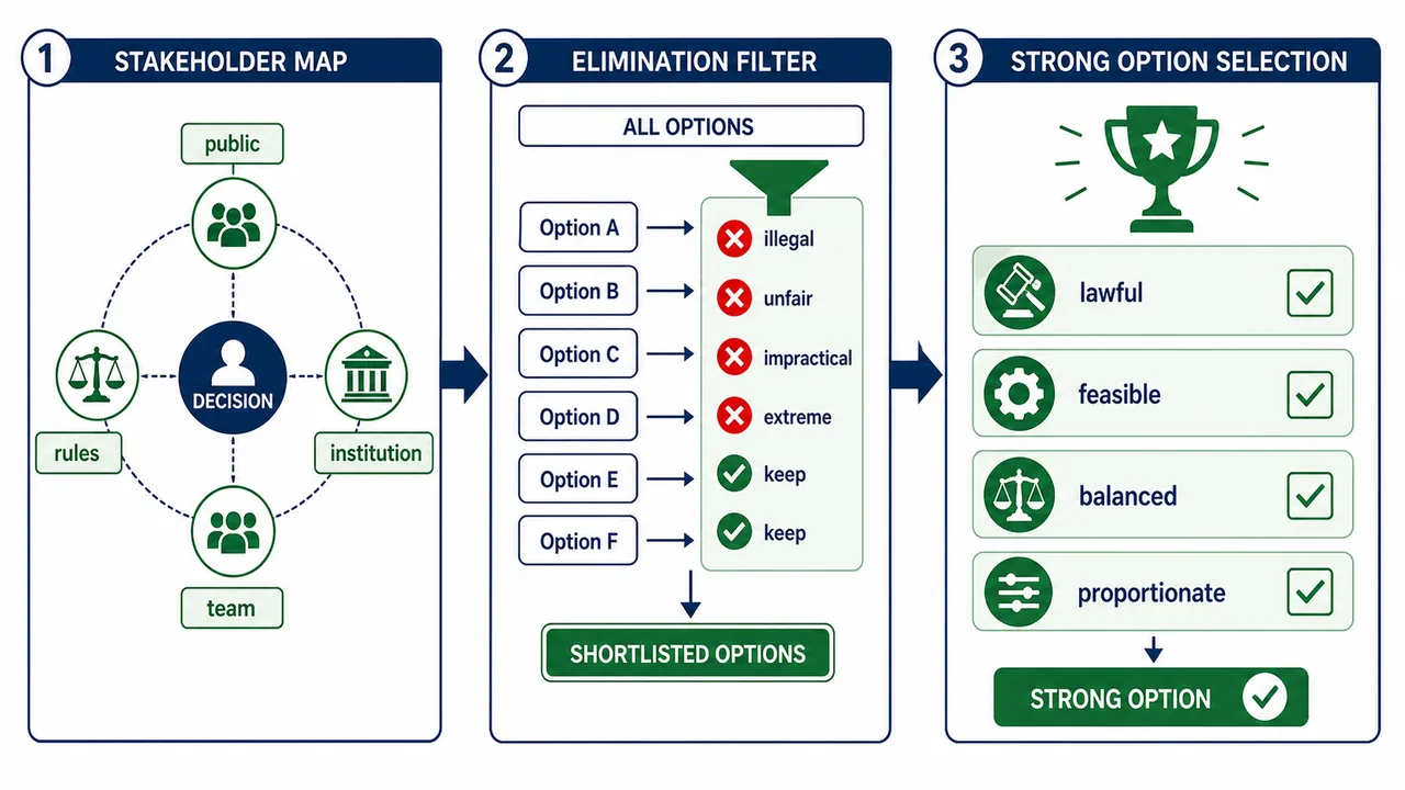 Stakeholder map and constraints for decision-making caselet analysis
