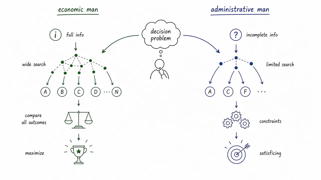 Economic man model with full information and optimisation in decision making