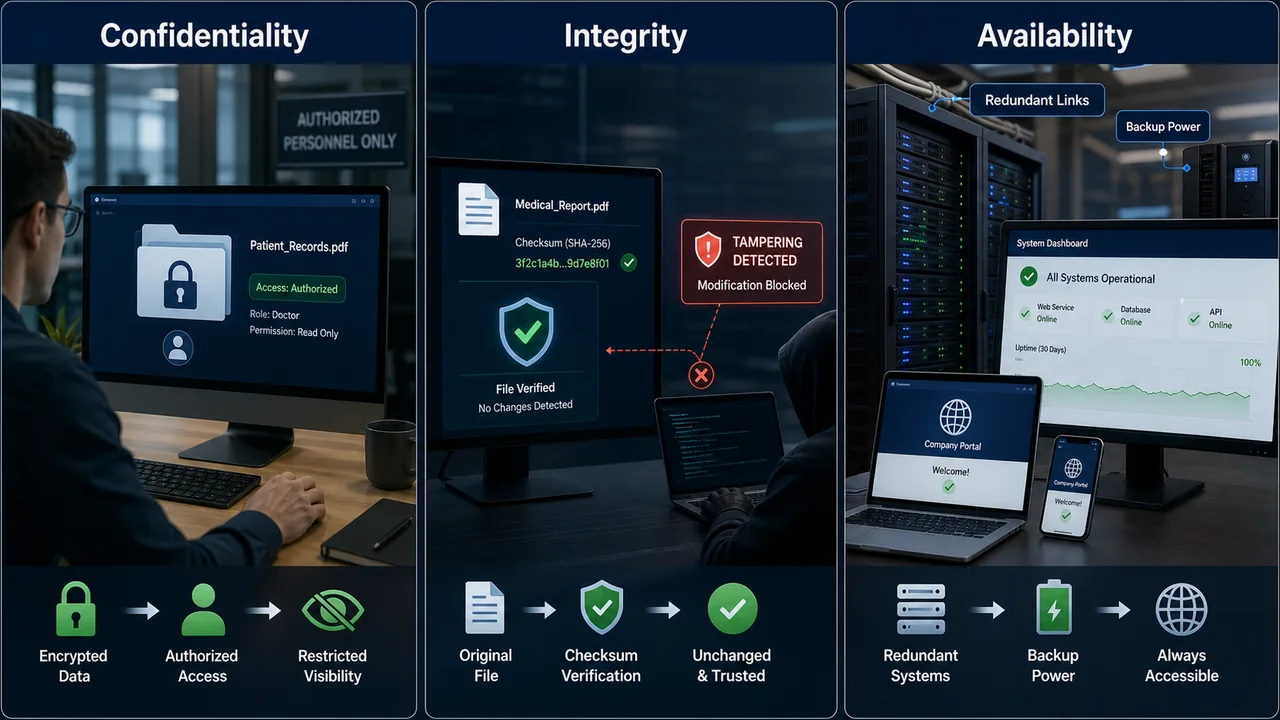 CIA triad confidentiality integrity and availability in cybersecurity for UPSSSC AGTA lesson