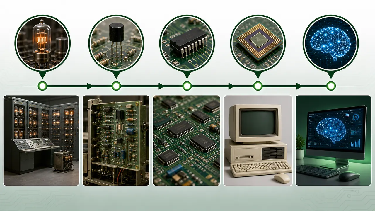 Computer generations technology timeline from vacuum tubes to artificial intelligence