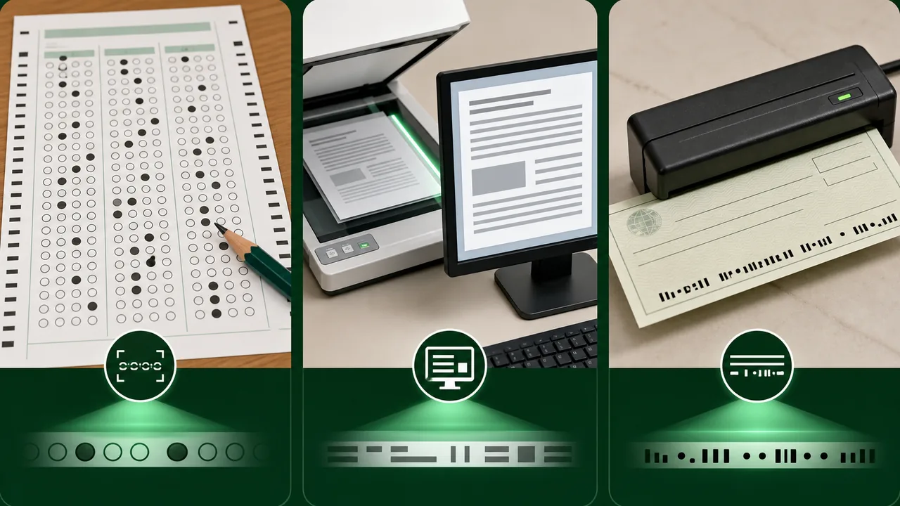 OMR OCR and MICR input recognition methods for computer exams