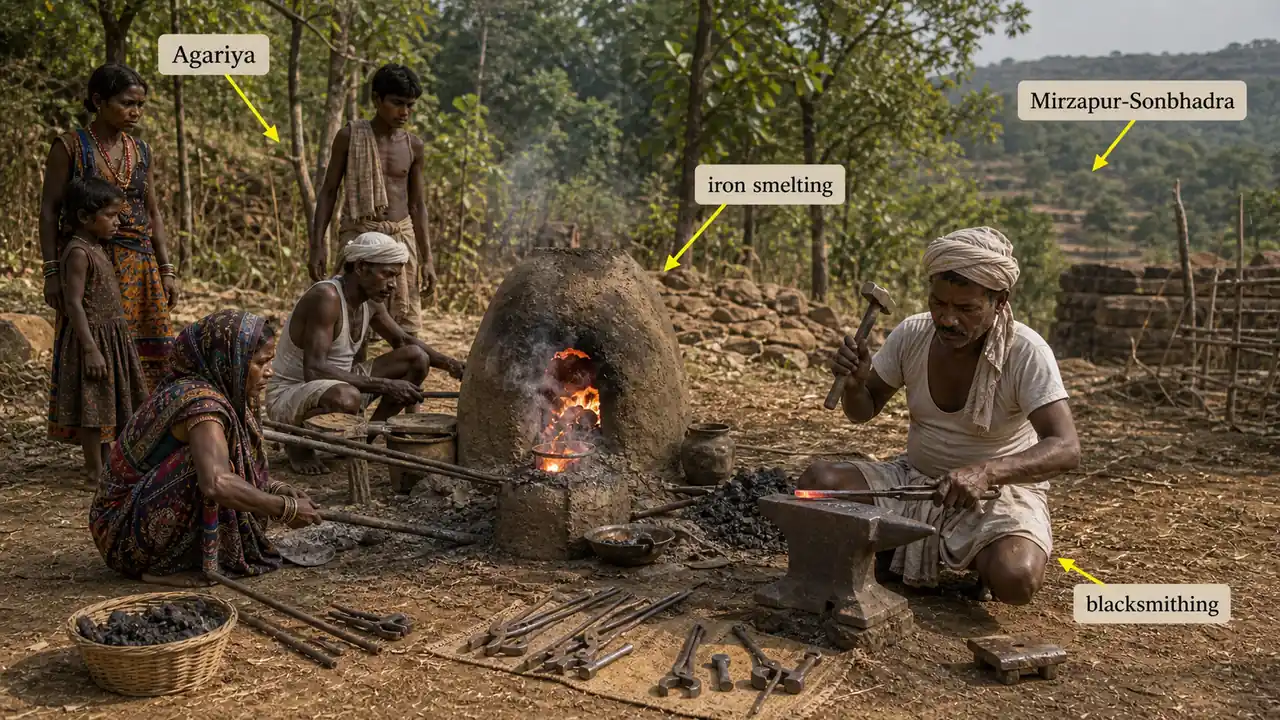Agariya tribal iron smelting and blacksmithing tradition in Mirzapur Sonbhadra Uttar Pradesh