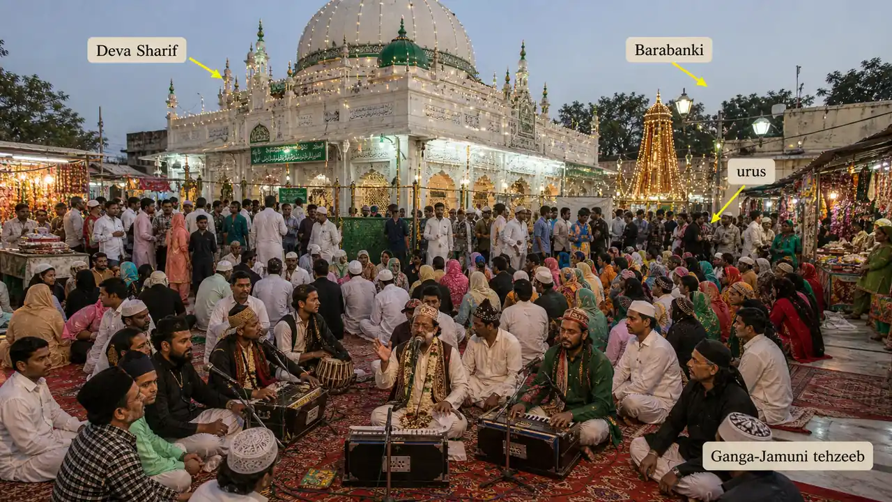 Deva Sharif urus in Barabanki showing the dargah gathering and Ganga Jamuni tehzeeb of Uttar Pradesh