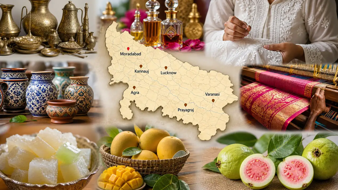 Uttar Pradesh GI Tags Overview — city-product map