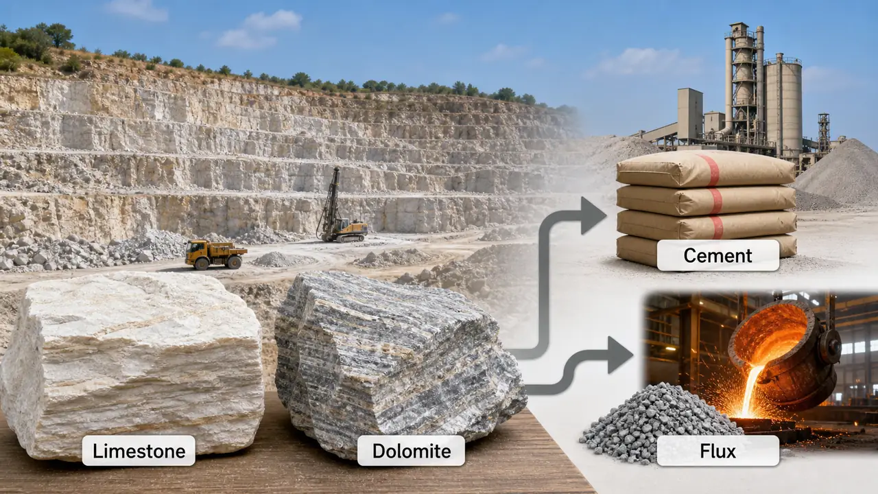 Limestone and dolomite industrial uses in UP for cement and flux