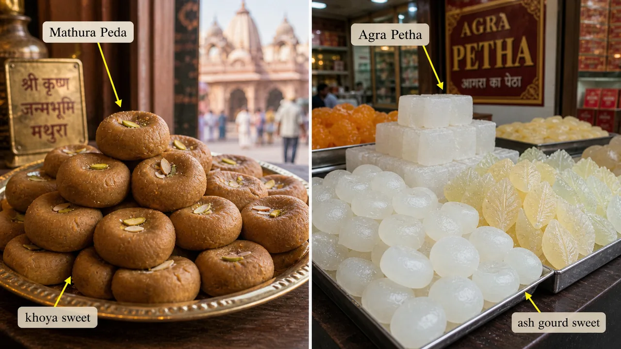 Comparison of Mathura Peda and Agra Petha as iconic sweets of Uttar Pradesh