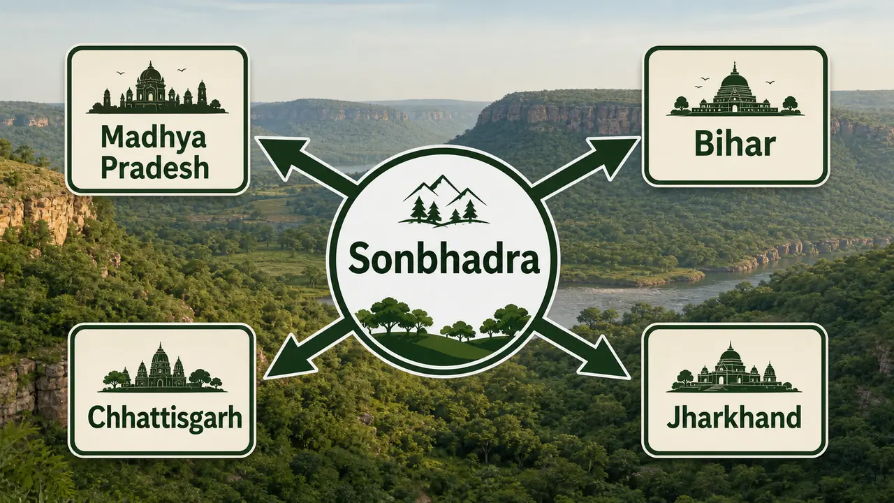 Sonbhadra district connection with Madhya Pradesh Chhattisgarh Jharkhand and Bihar in UP GK