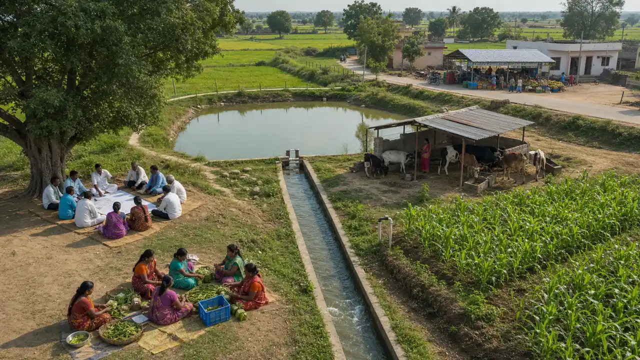 Connected rural development support including irrigation, livelihoods, markets, and community planning