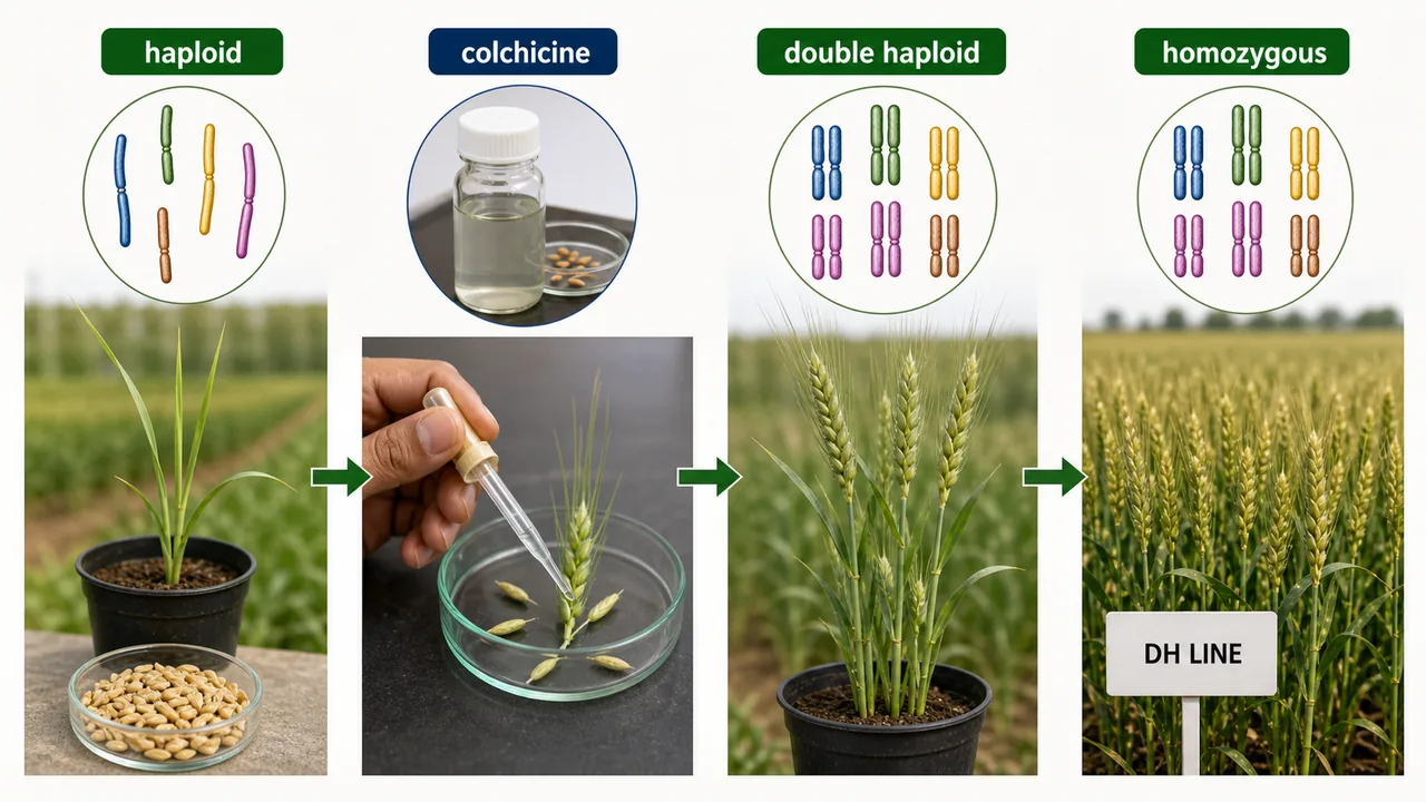 Haploid to double haploid breeding workflow using colchicine to create a homozygous crop line
