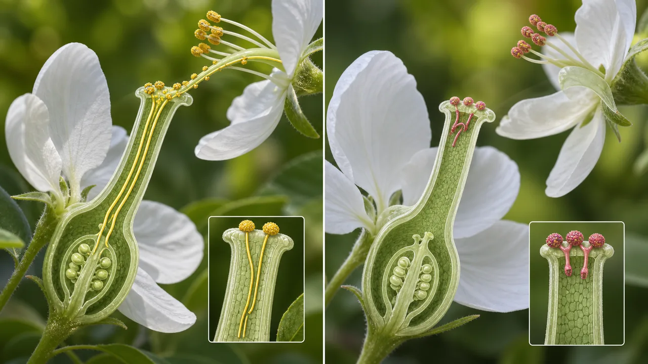 Comparison of gametophytic and sporophytic self-incompatibility showing where pollen rejection occurs in flowering plants