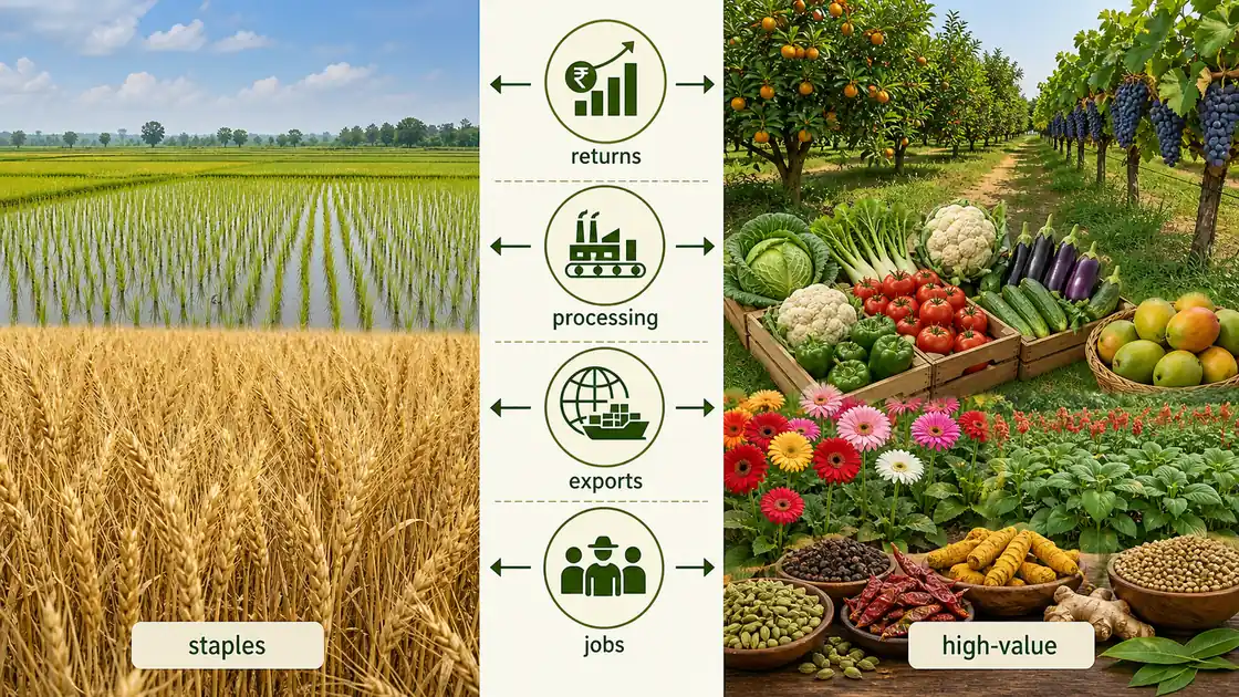 Comparison of staple field crops and high-value horticultural crops in India for horticulture revision