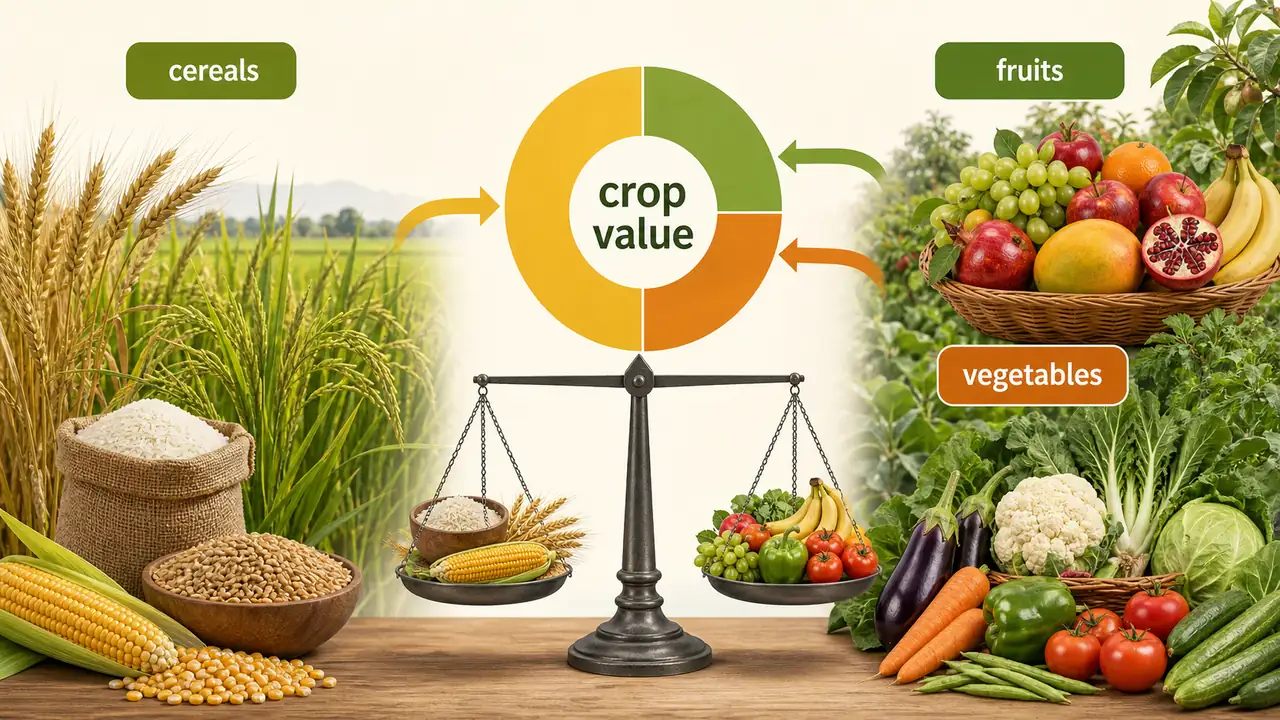 Role of fruits and vegetables in crop value within Indian agricultural growth