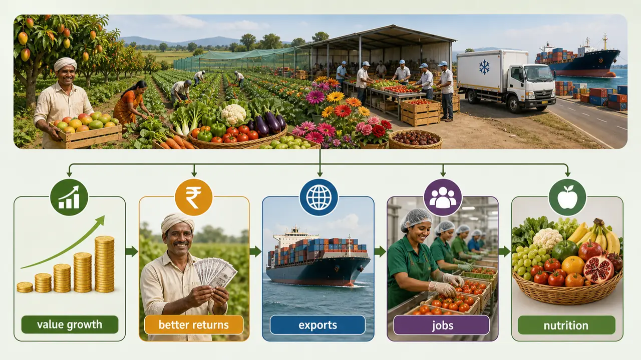 What the current status of horticulture means for Indian agriculture in value growth returns exports jobs and nutrition