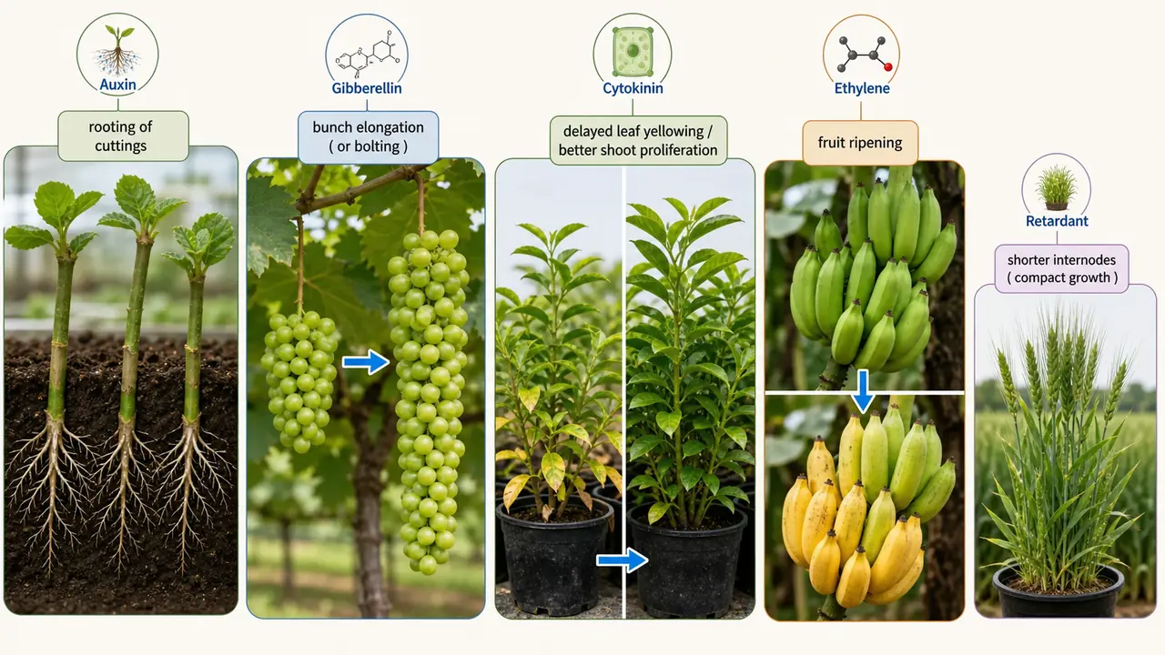 Practical plant growth regulator applications including rooting, bolting, ripening, and compact growth control