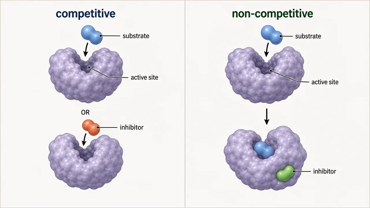 Enzyme showing substrate binding at active site and regulator binding at allosteric site