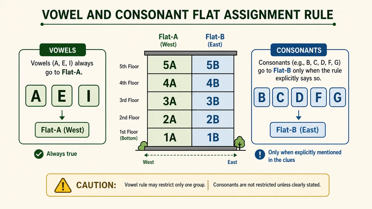 Vowel and consonant grouping visual for advanced floor and flat puzzle rules