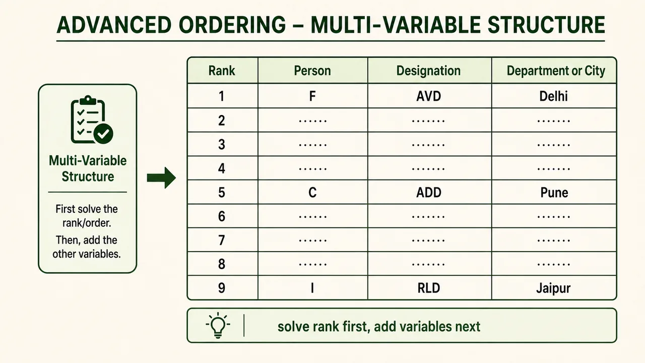 Advanced ordering multi-variable grid showing rank, person, designation, and department or city columns