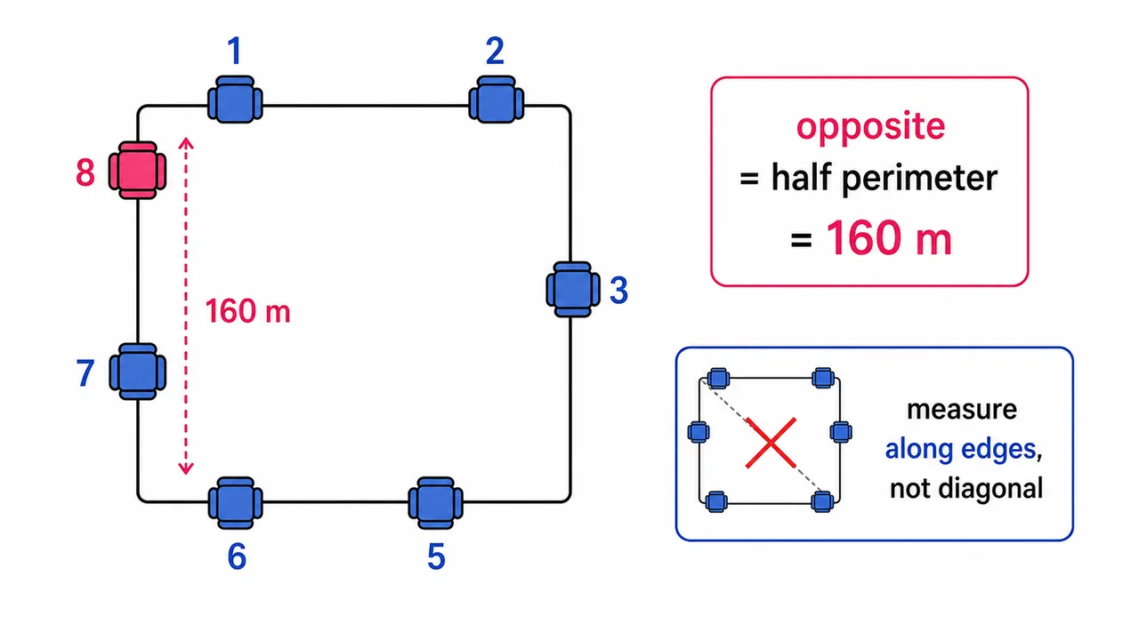 Perimeter-based square seating image supporting the final clockwise arrangement from position 1